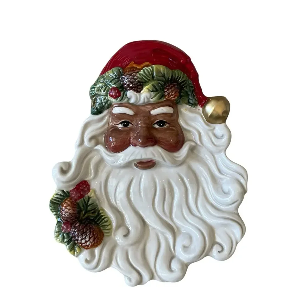 Corner Ruby Ceramic Santa Plate 8x9 Christmas Holiday Decor NEW